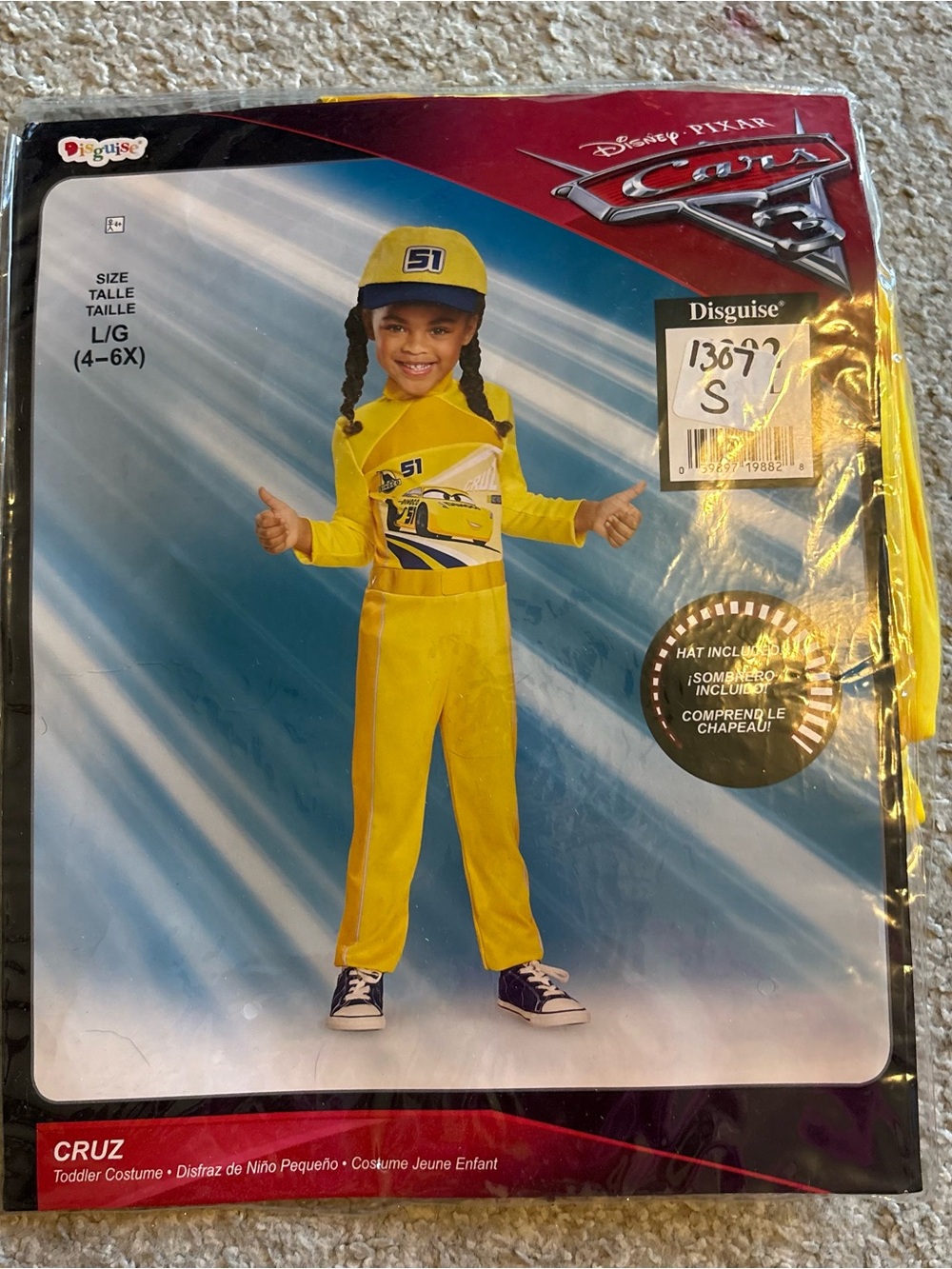 Disney Cruz Ramirez Yellow Racing Costume with Hat NEW Cars 4-6 Halloween